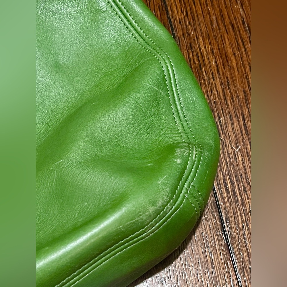 COACH Vintage Rare Eldridge Soho Leaf Green Leather Gold Buckle Shoulder Hobo - Picture 9 of 16